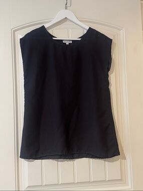 Charcoal Grey Sleeveless Silk-Blend Shell